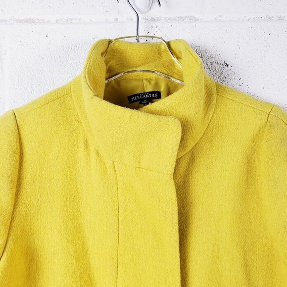 J Crew Women's Size 8 City Coat Citron Yellow Wool Blend Peacoat Overcoat - Picture 5 of 9